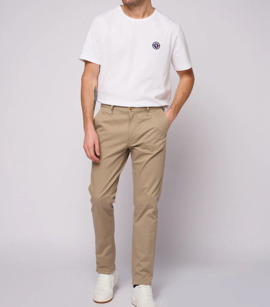 Cocorico pantalon chino homme beige semi-slim coton