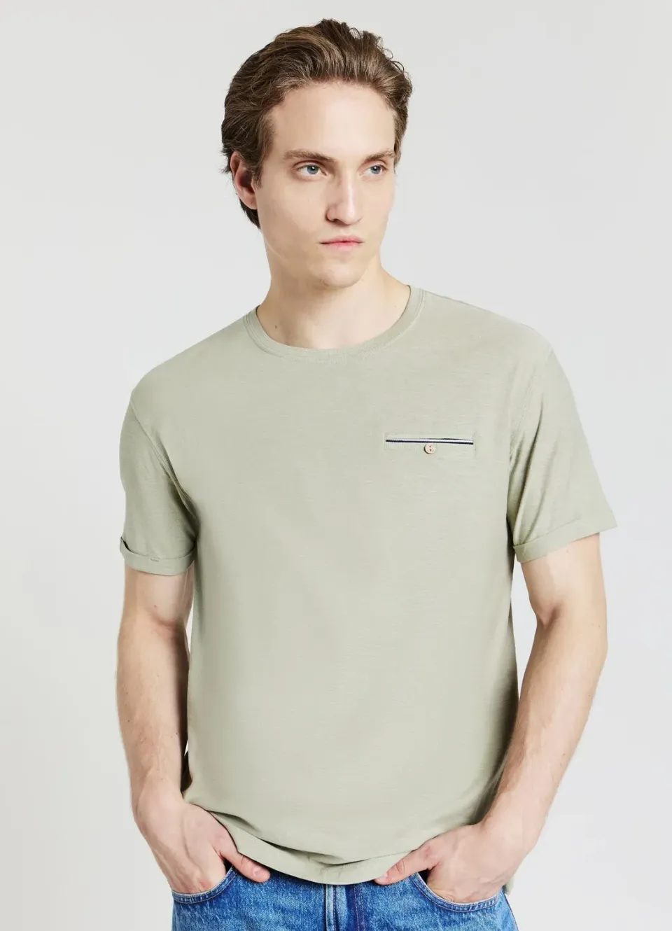 Calliope T-shirt poche homme coton col rond uni