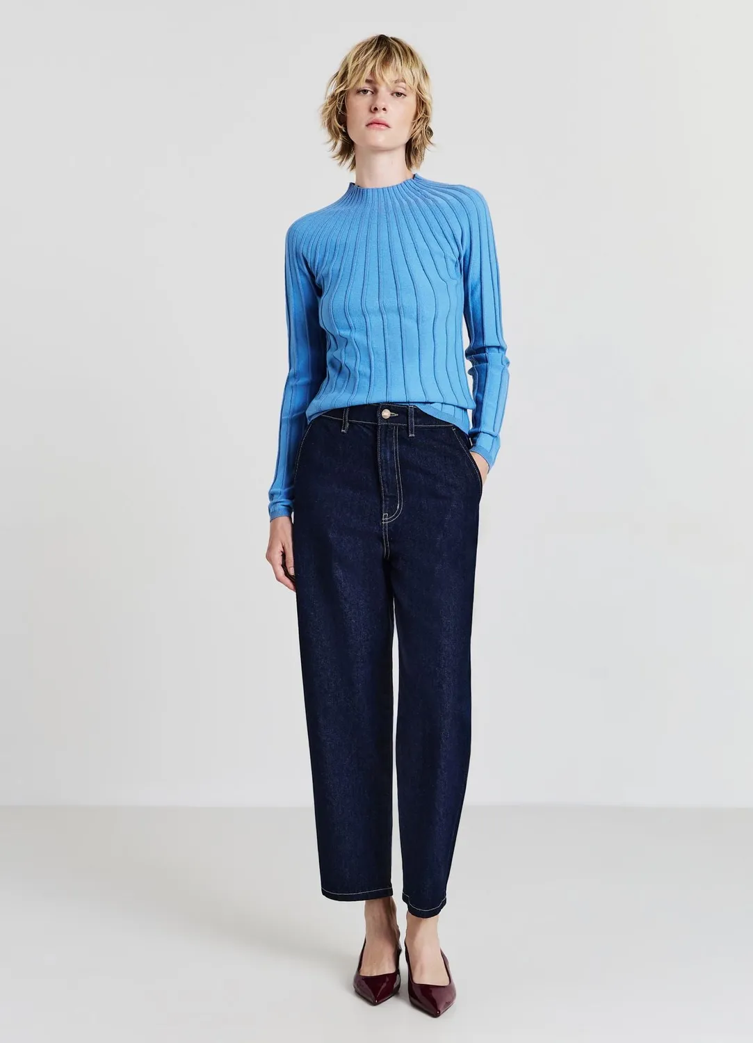 Calliope pull femme côtelé col rond