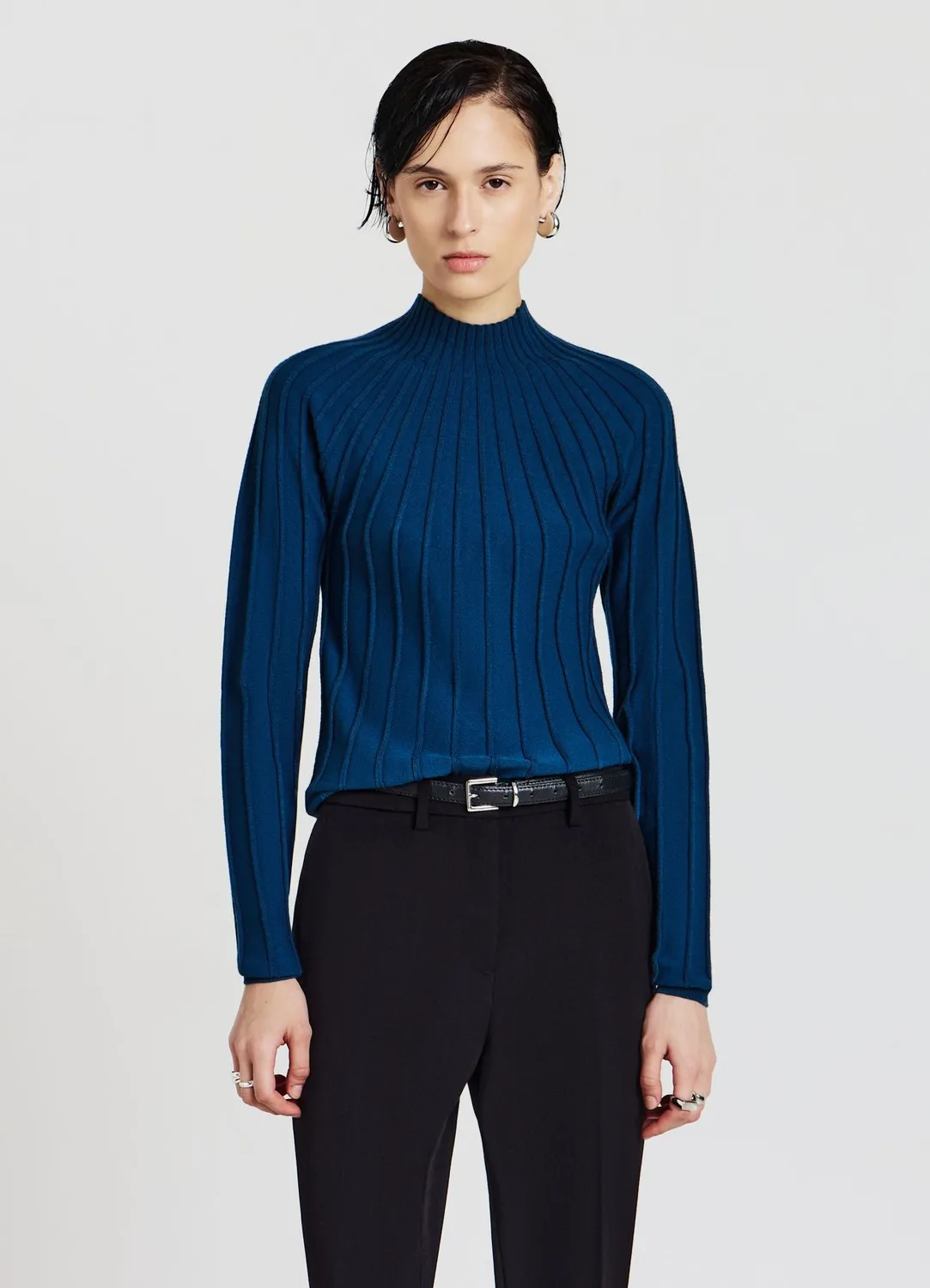 Calliope pull côtelé femme col rond manches longues
