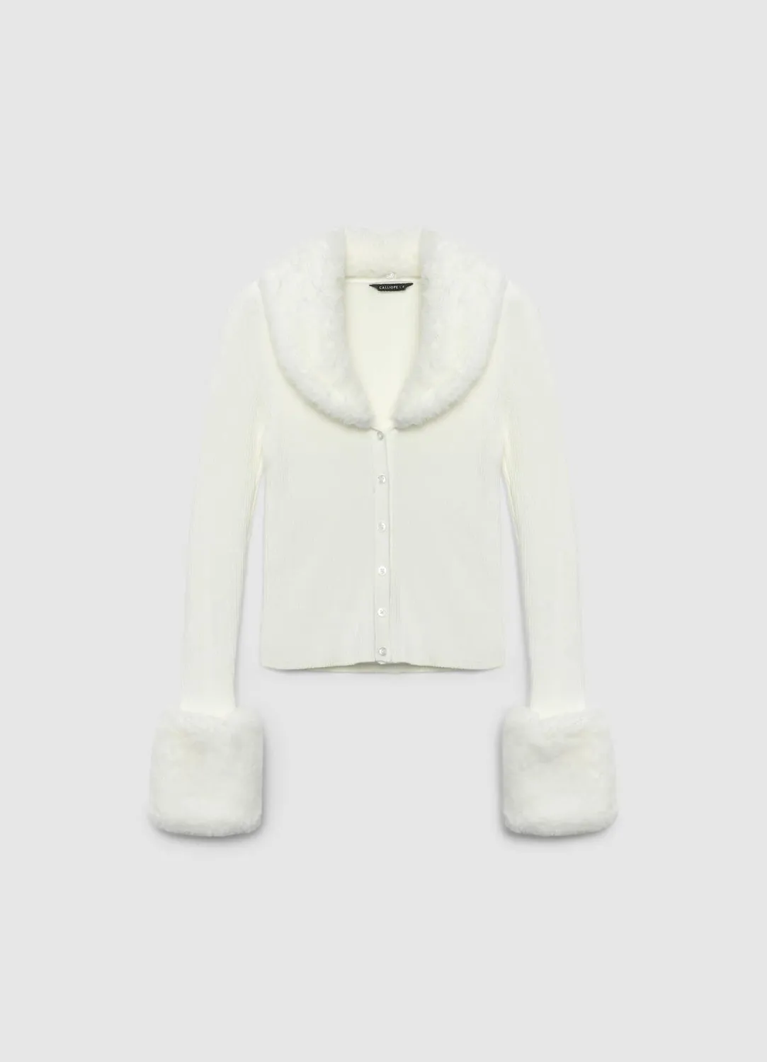 Calliope cardigan boutons col fausse fourrure femme