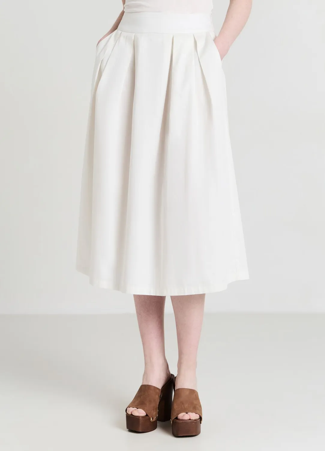Calliope gonna midi pieghe jupe midi coton uni
