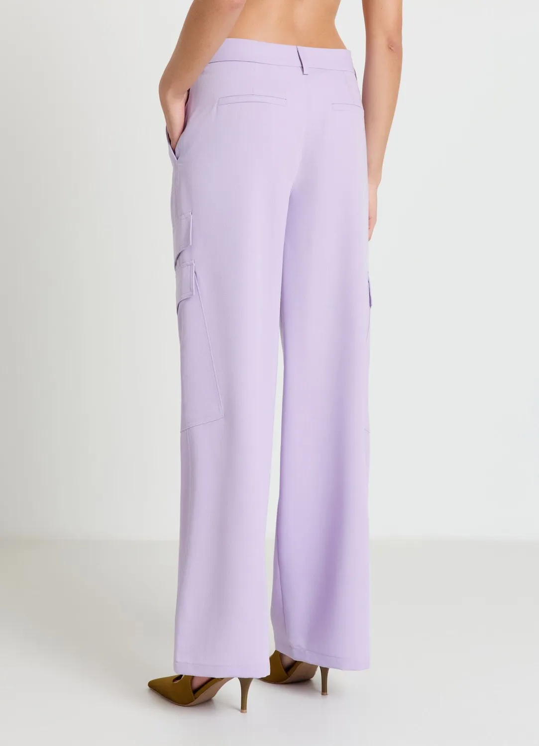 Calliope wide leg pantalon femme uni poches cargo