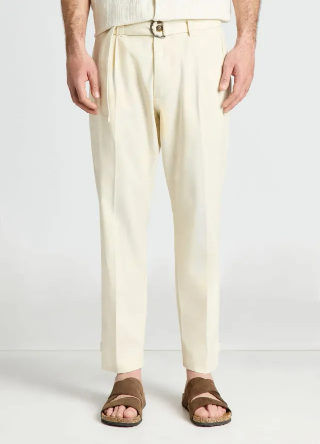 Calliope pantalon homme lin ceinture à revers