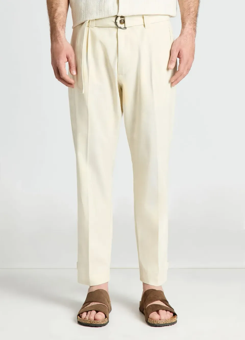 Calliope pantalon homme lin ceinture à revers