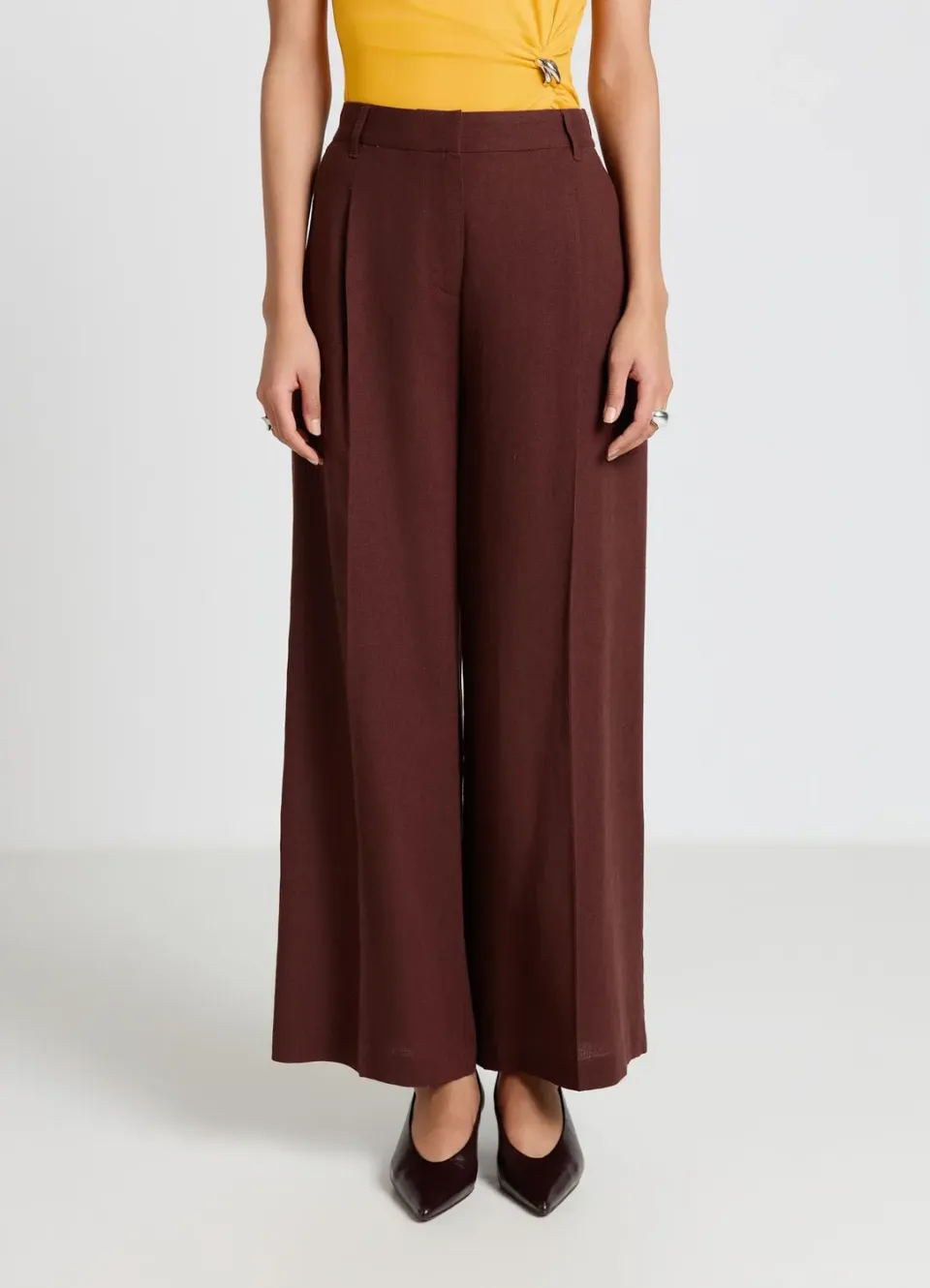 Calliope Palazzo pantalon large taille haute femme