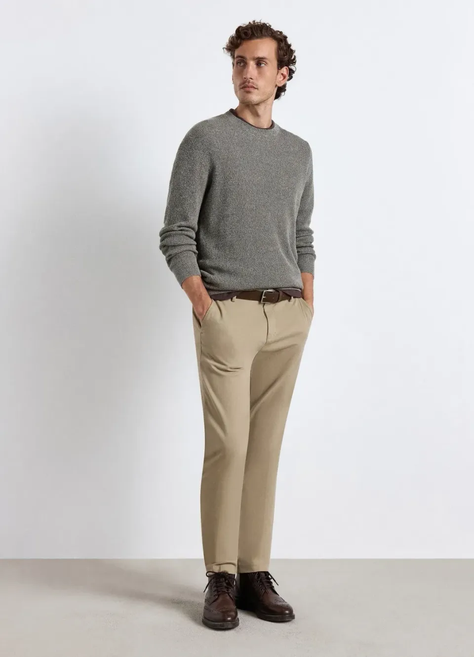 Calliope t-shirt côtelé homme col rond coton