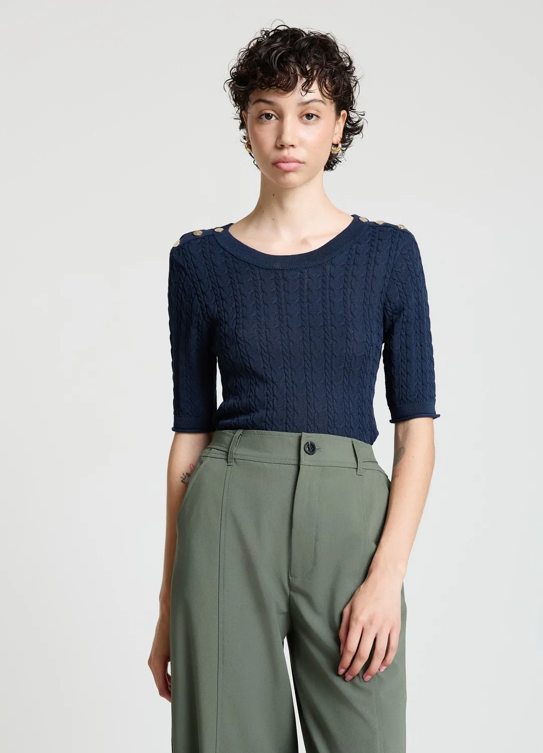 Calliope Trecce t-shirt femme maille tressée