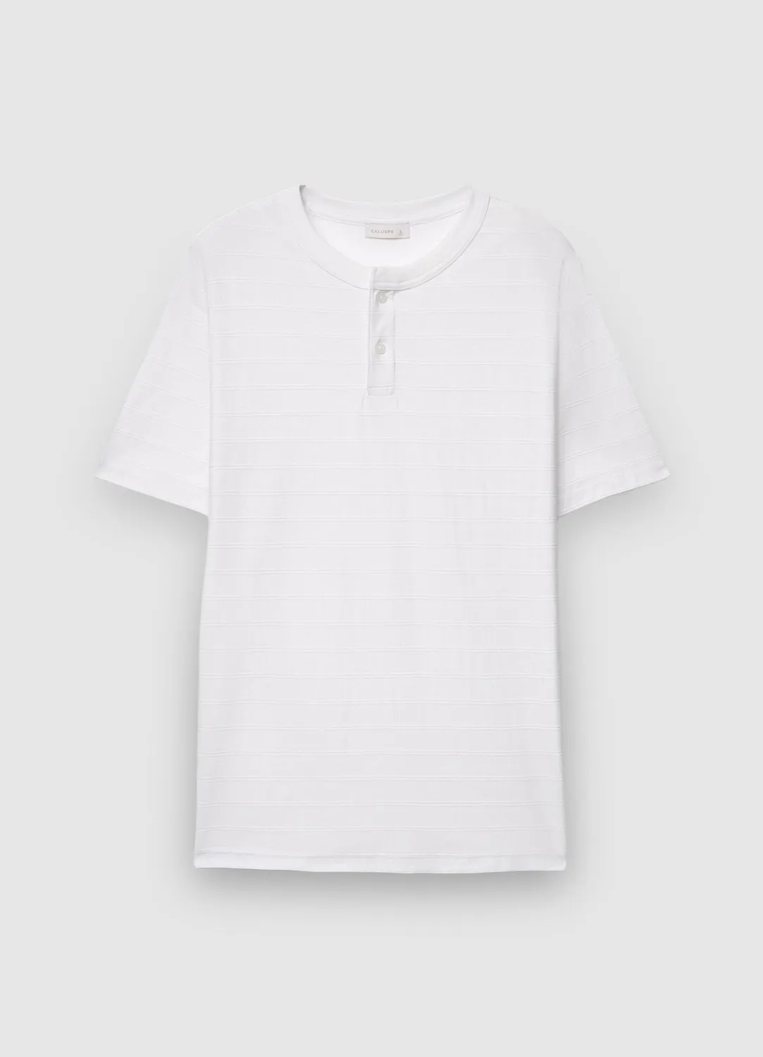 Calliope t-shirt henley homme rayé relief manches courtes