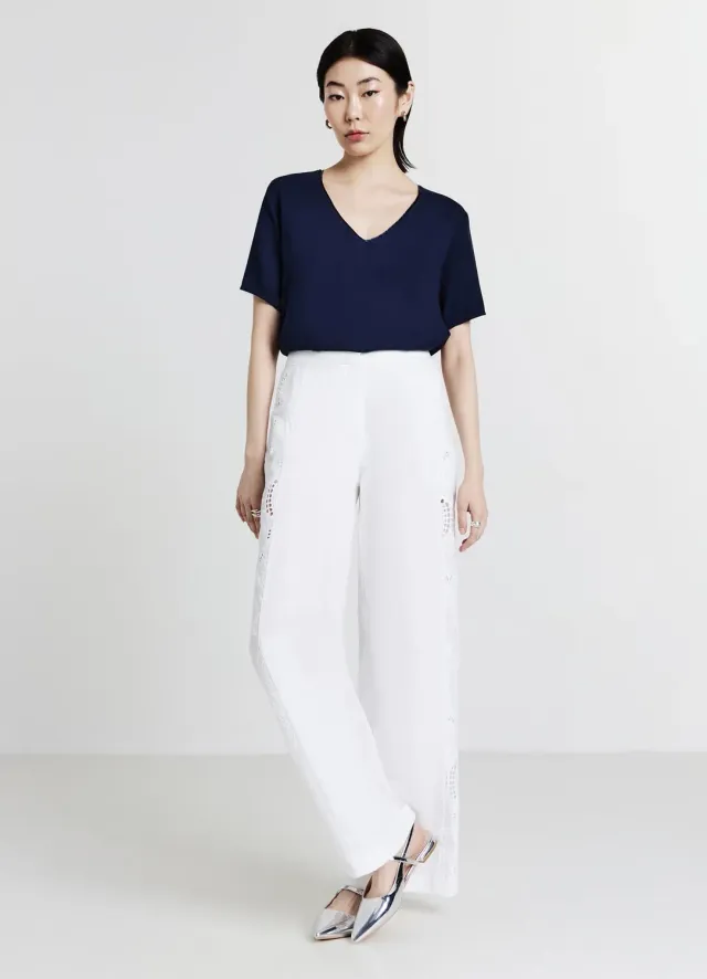 Calliope Scollo Ampio blouse femme col large manches courtes