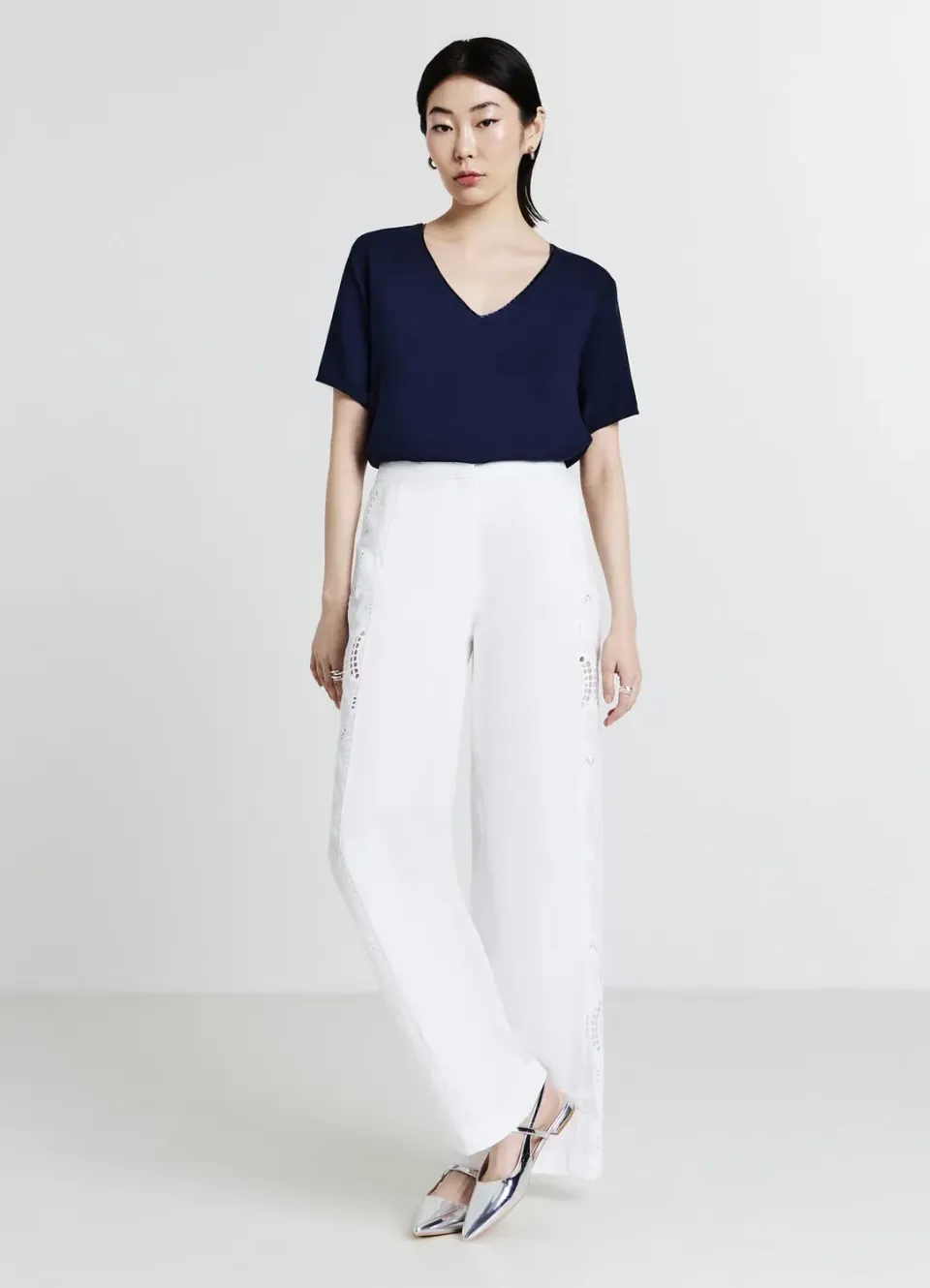 Calliope Scollo Ampio blouse femme col large manches courtes