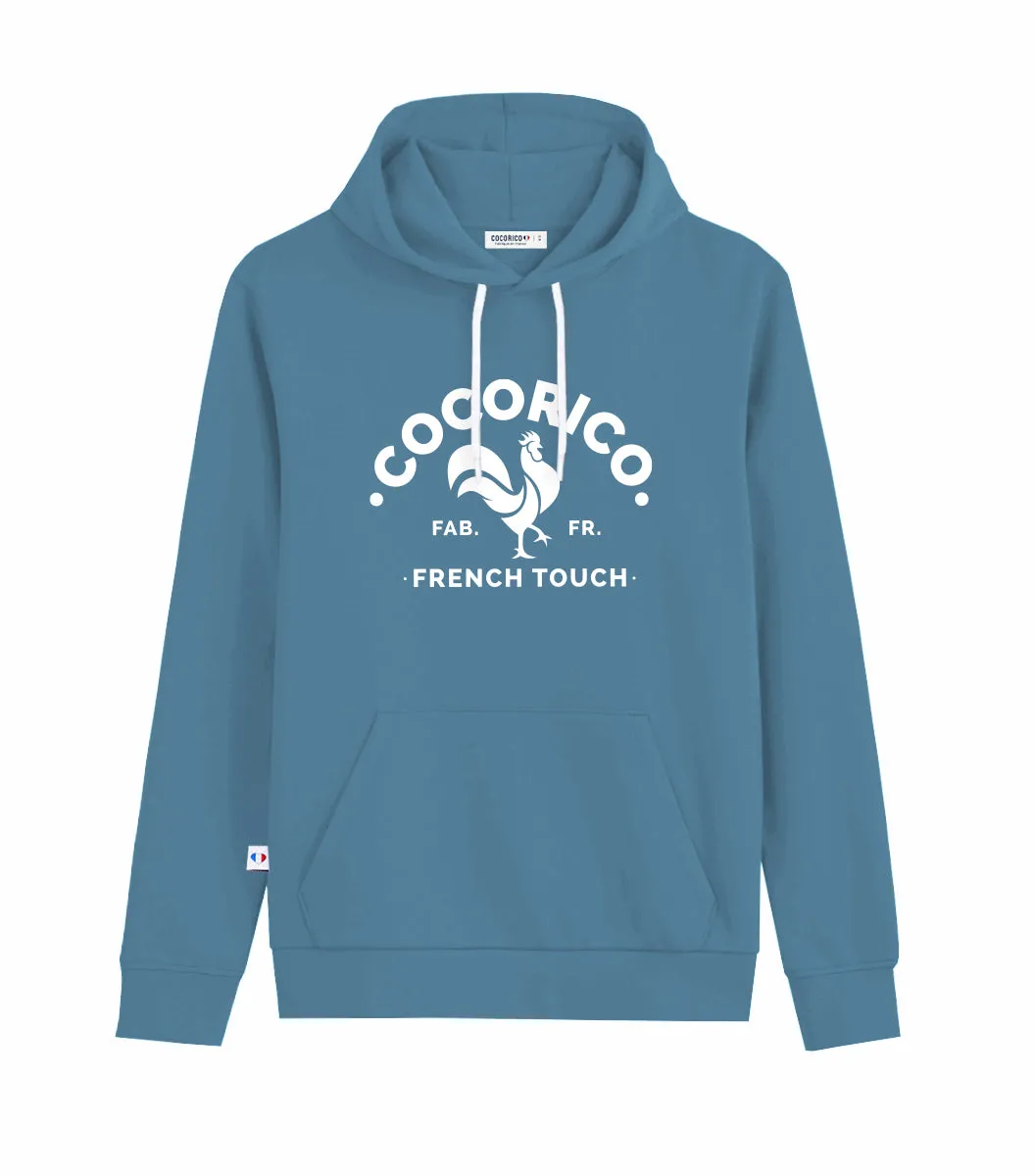 Cocorico Azur Coq Français sweat à capuche Azur coton