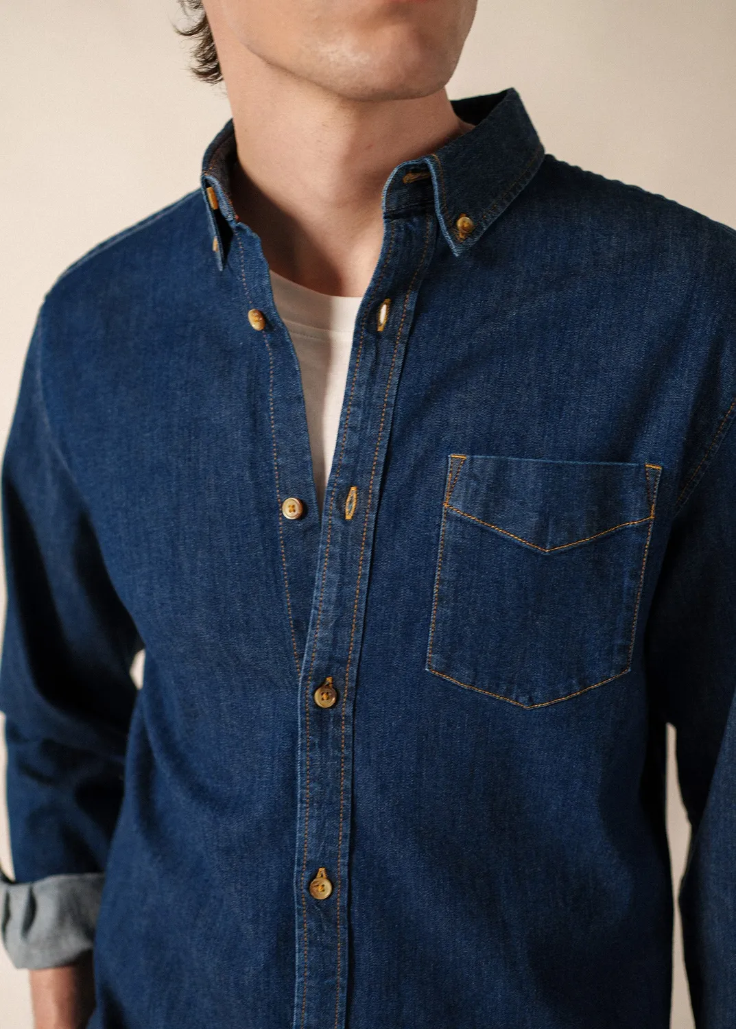 Saint James Lino chemise denim homme coton