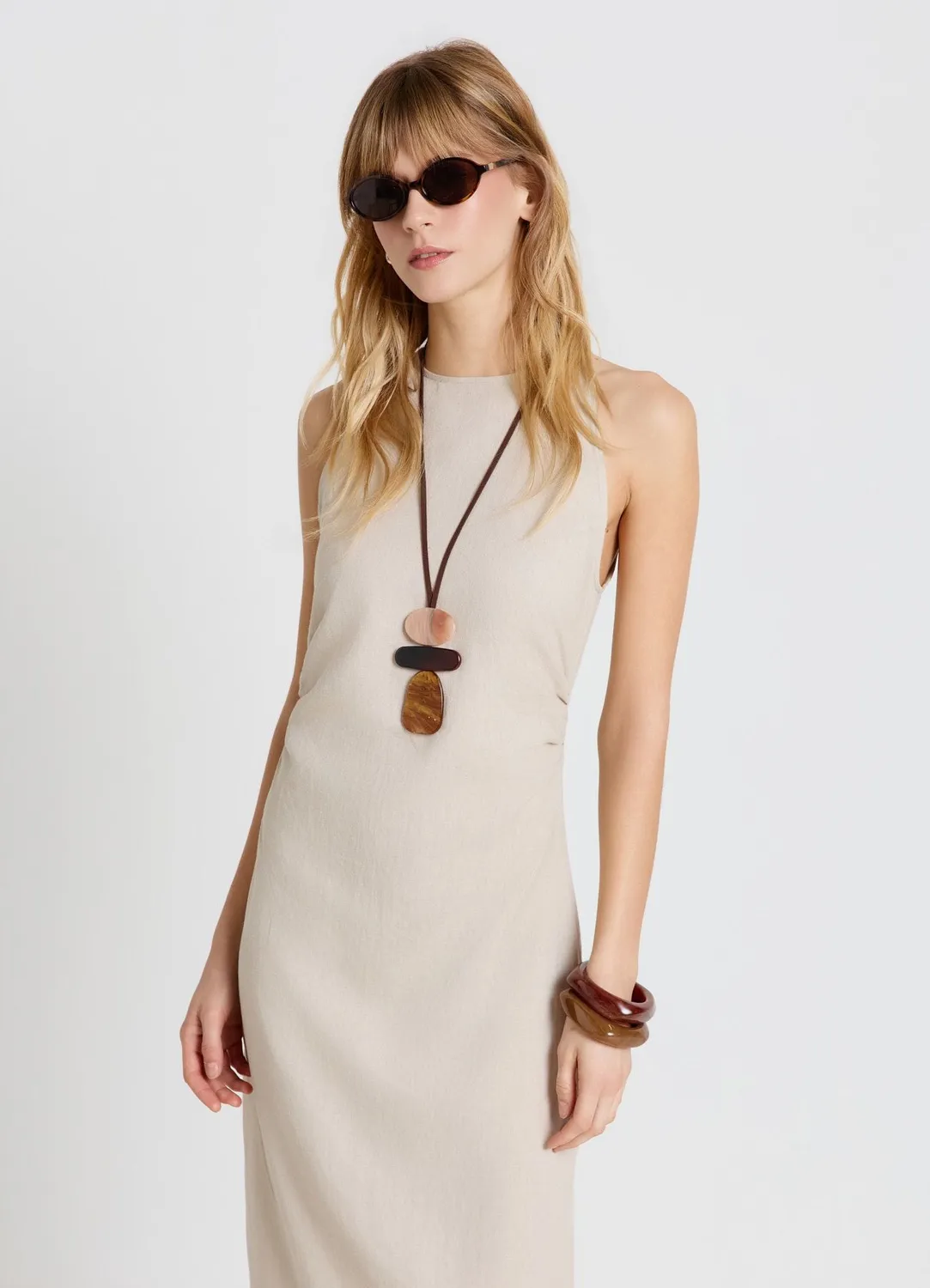 Calliope robe fourreau longue femme sans manches