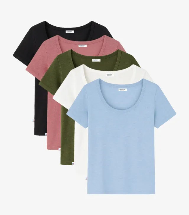 Cocorico Intemporel t-shirt lin femme kaki x5 pack