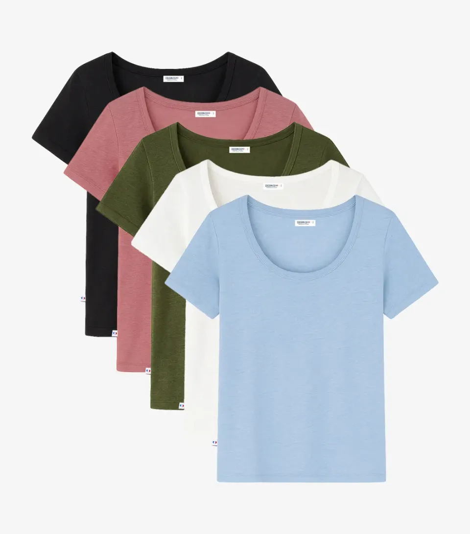 Cocorico Intemporel t-shirt lin femme kaki x5 pack