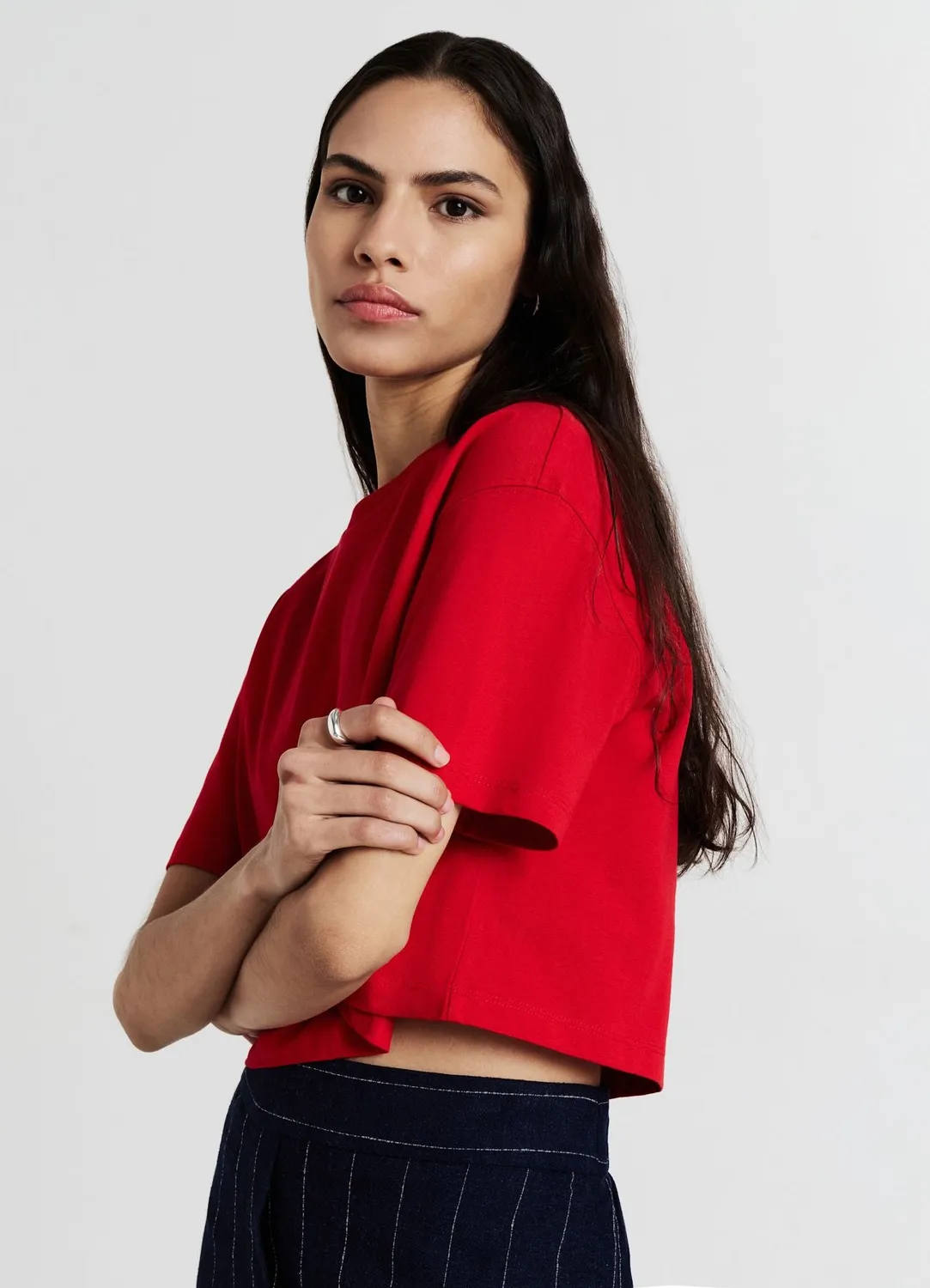 Calliope t-shirt crop femme coton uni