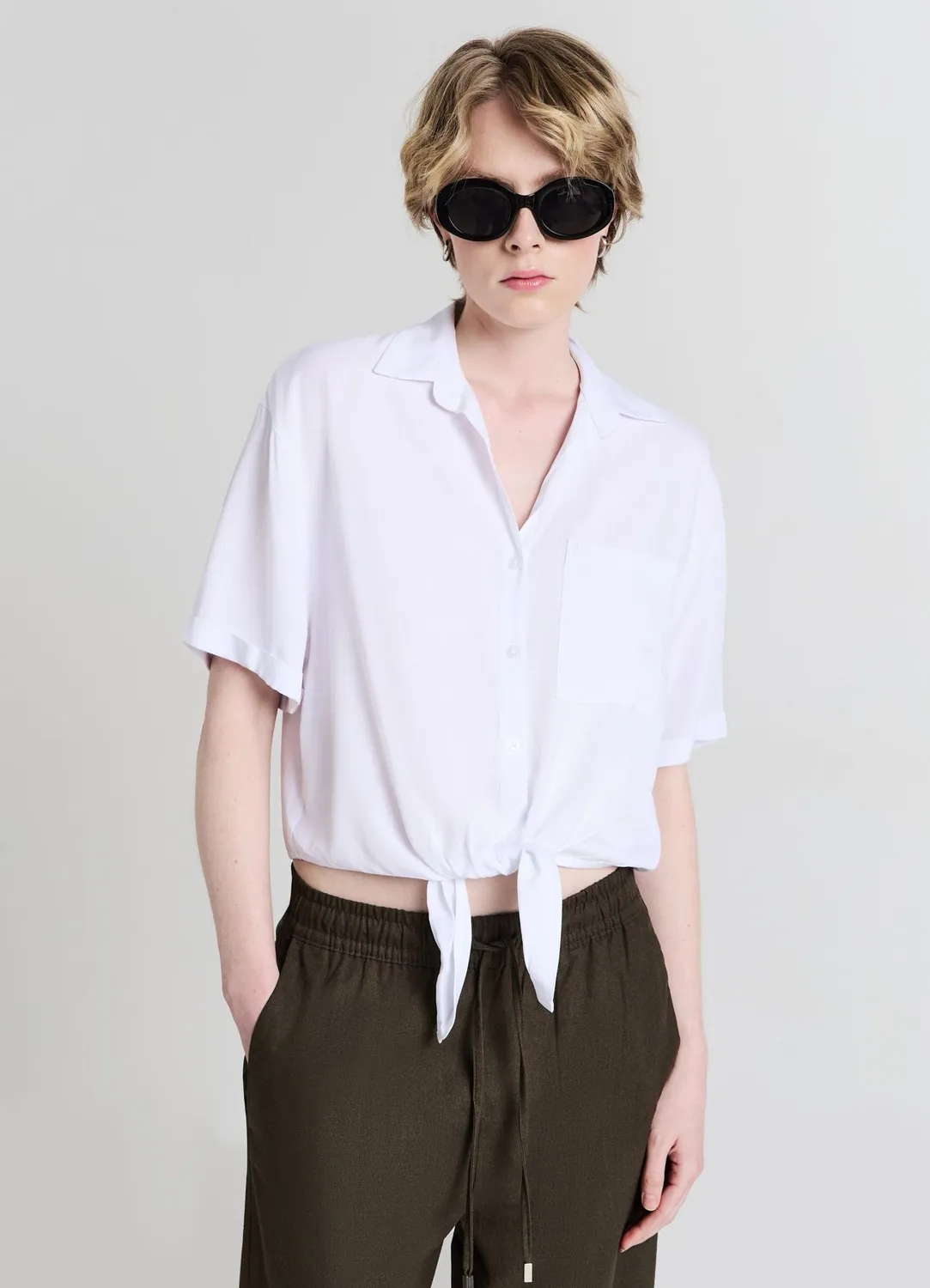 Calliope chemise femme à nœud manches courtes