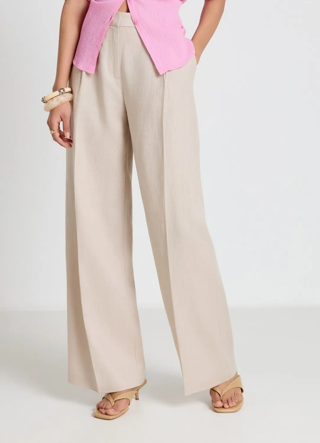 Calliope pantalon palazzo lin taille haute femme S