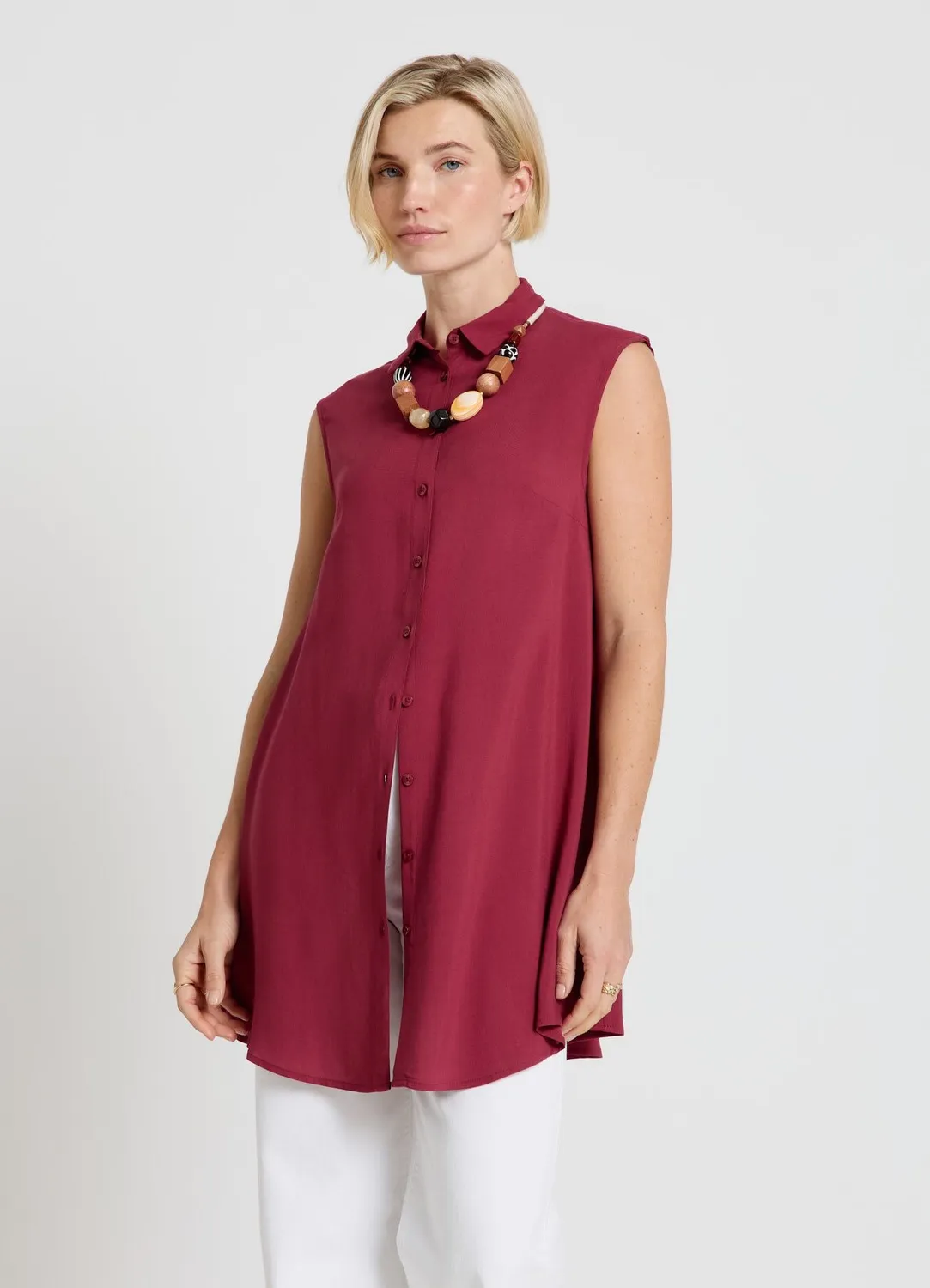 Calliope chemise longue sans manches femme unie