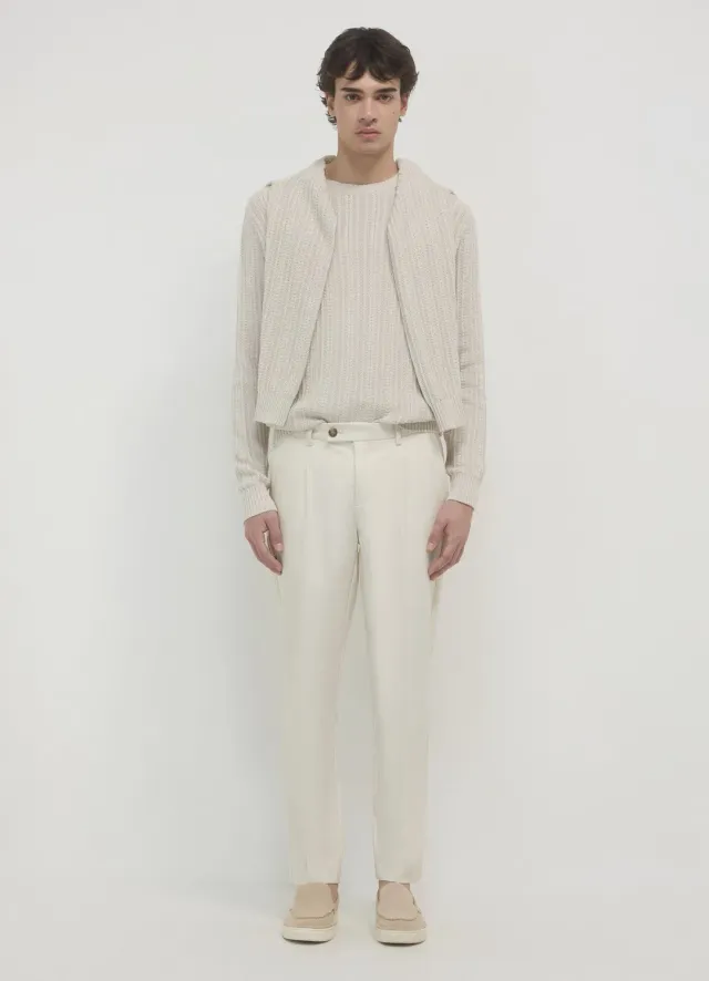 Calliope pull torsades col rond homme manches longues