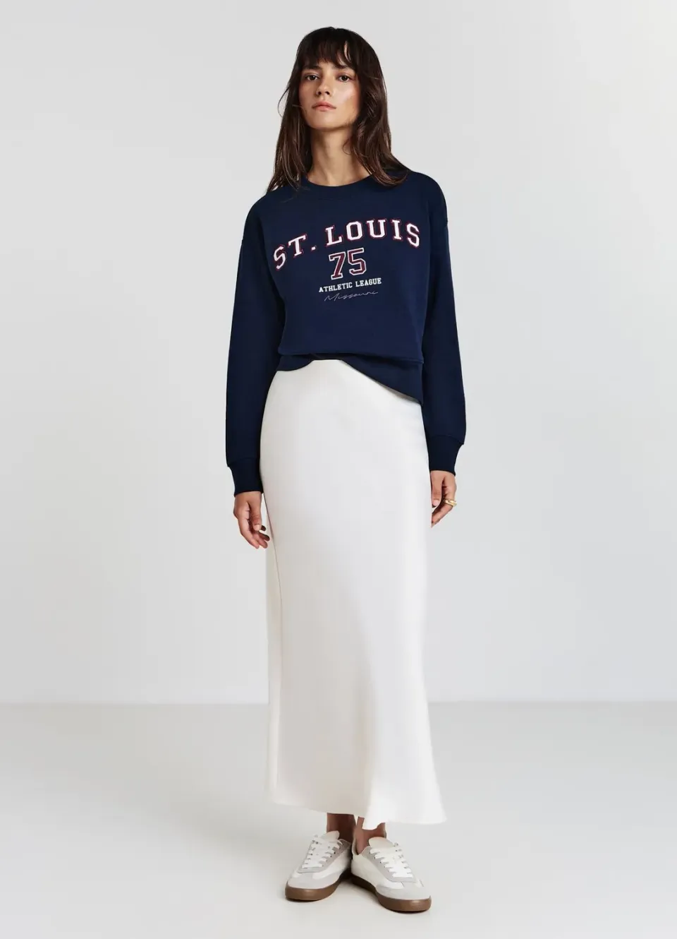 Calliope Felpa College sweat femme cropped imprimé