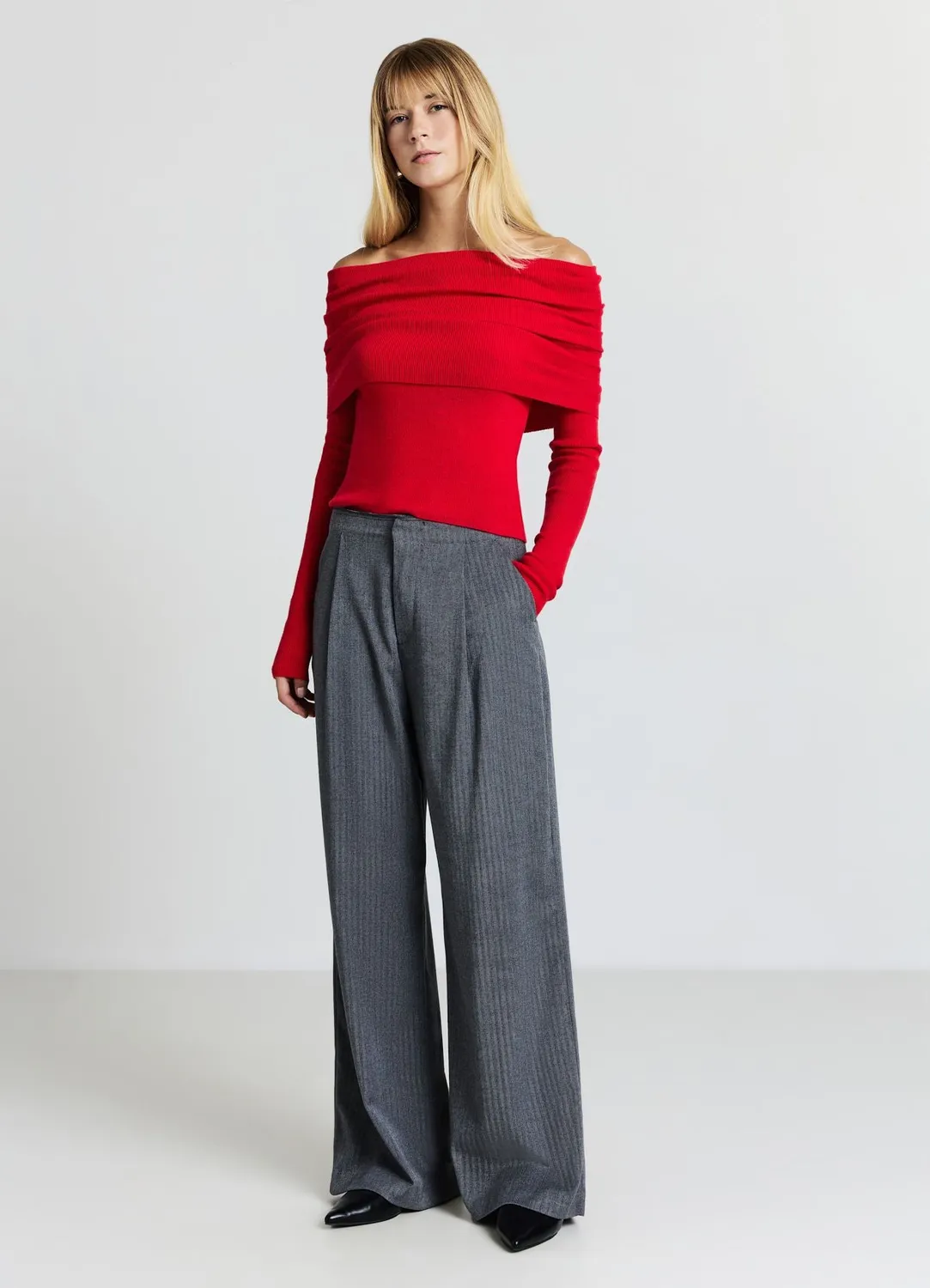 Calliope pantalon femme palazzo chevrons large