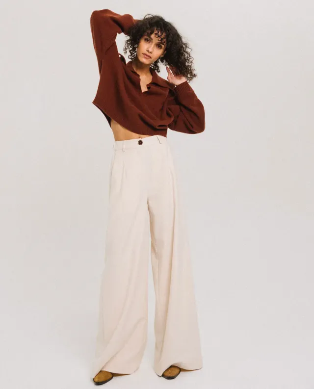 TINSELS EJAZ pantalon ECRU flanelle chaude
