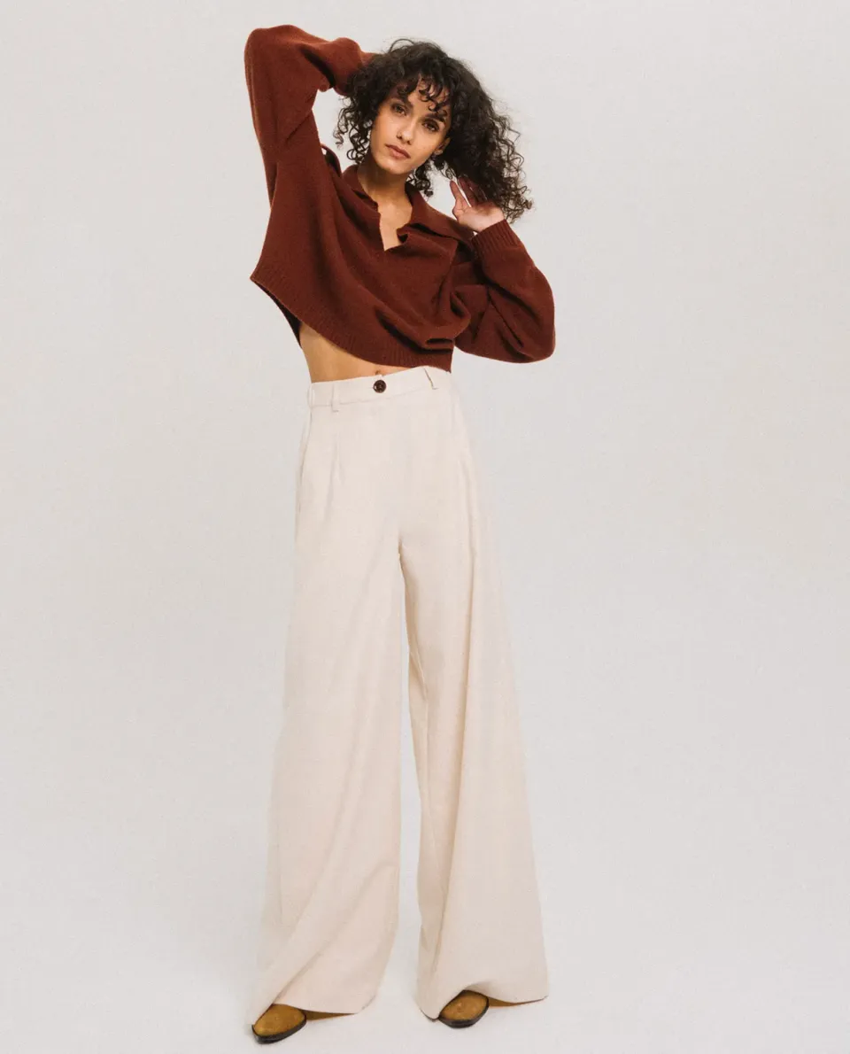 TINSELS EJAZ pantalon ECRU flanelle chaude