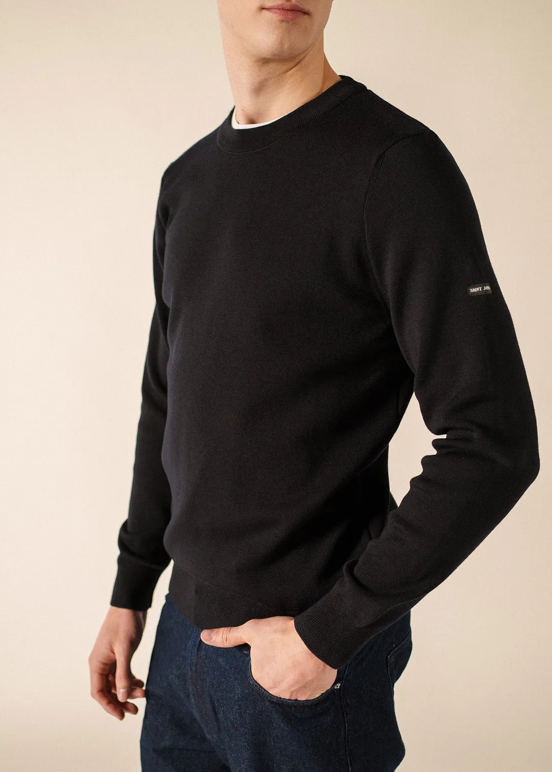Saint James Cruiser pull Navy col rond laine douce
