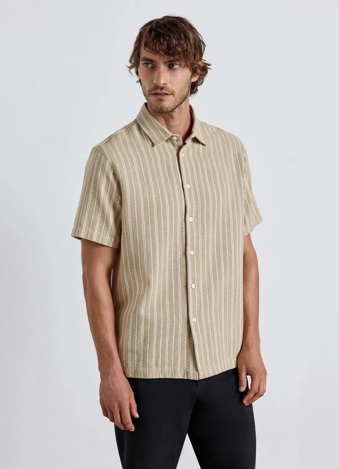 Calliope chemise rayée homme manches courtes coton