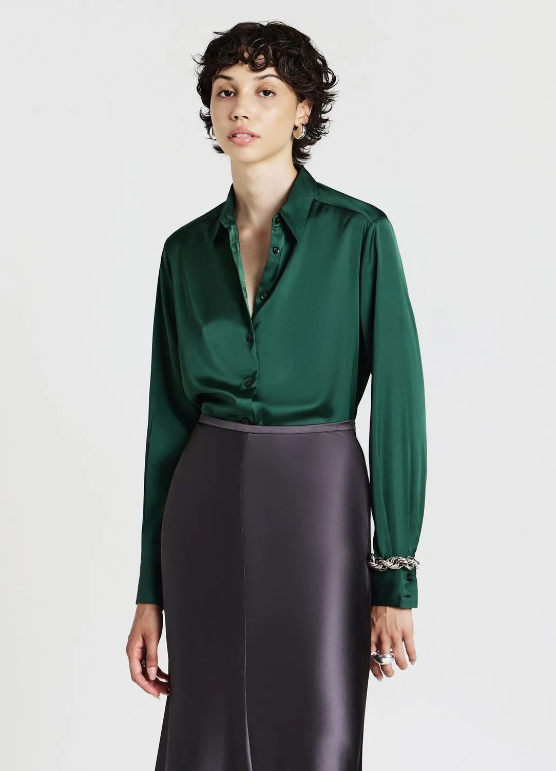 Calliope chemise satinée femme manches longues