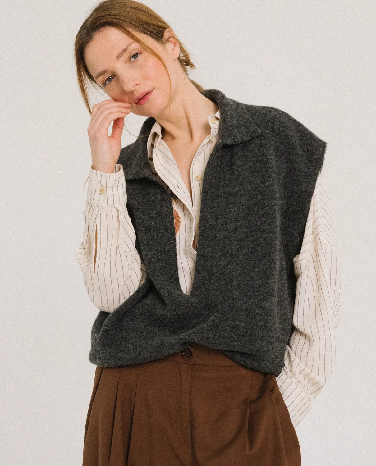 Tinsels Uxue pull anthracite maille laine