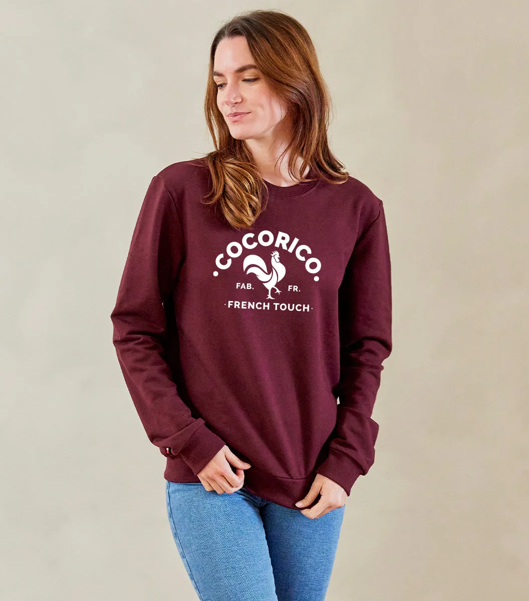 Cocorico Coq Français sweat femme bordeaux coton
