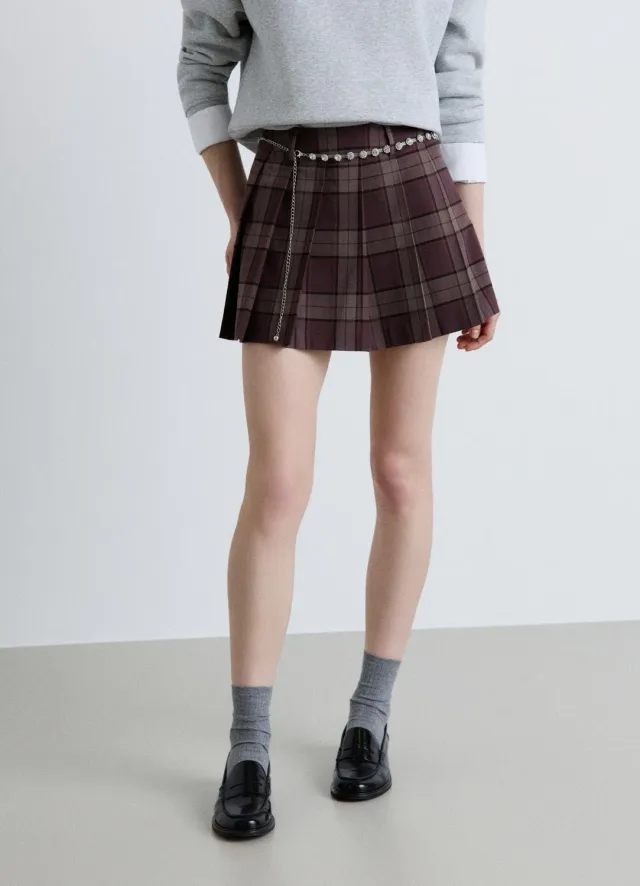 Calliope jupe-short à carreaux plissée femme
