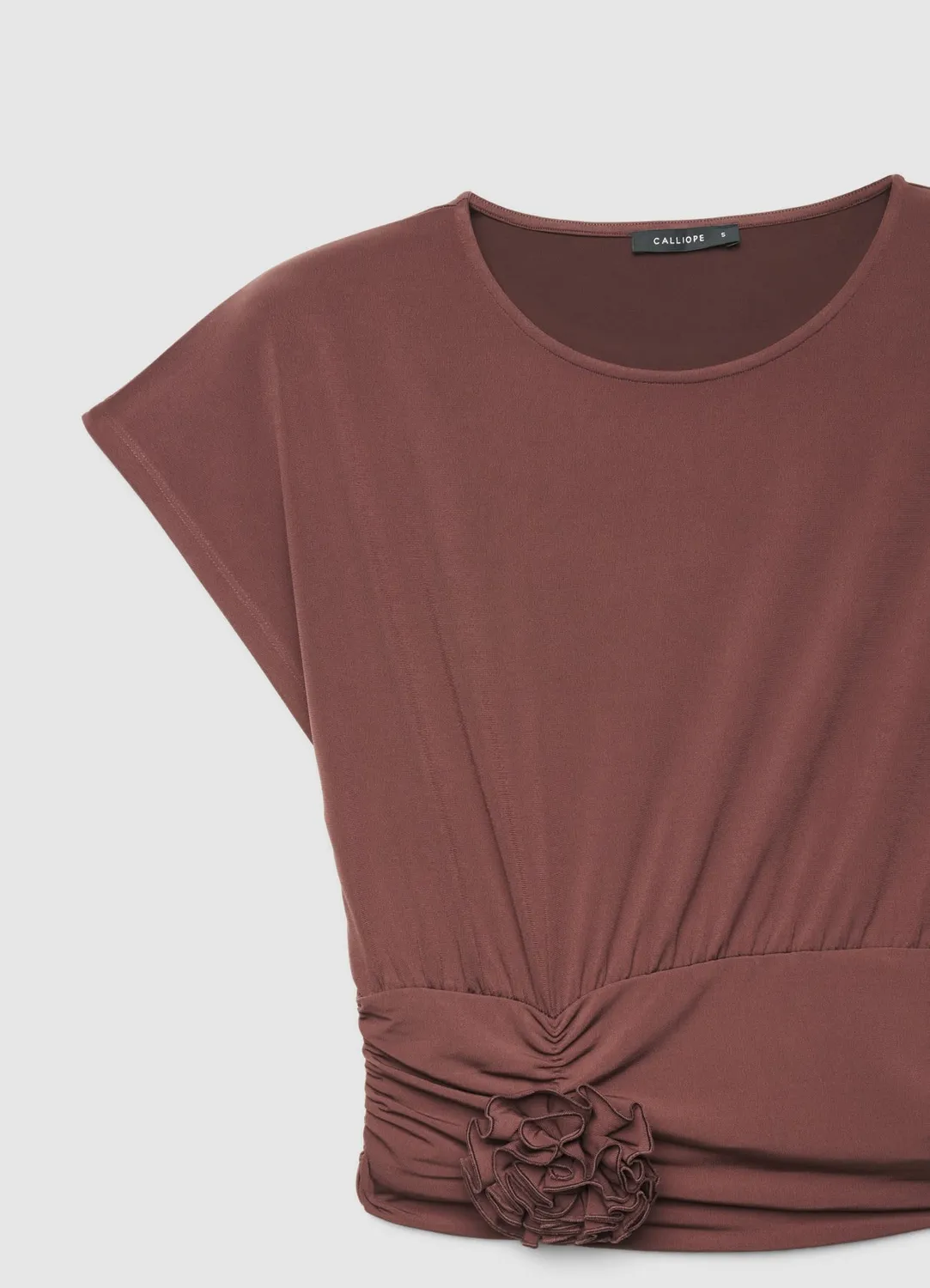 Calliope Arricciatura t-shirt femme fleur froncé