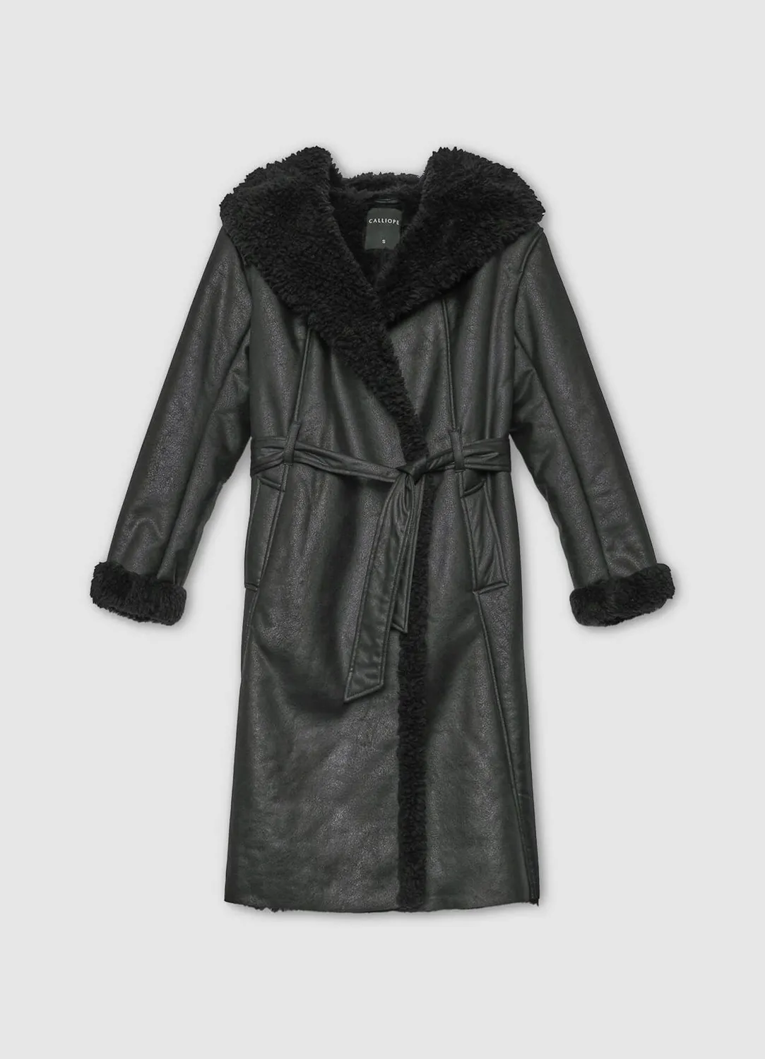 Calliope manteau long femme capuche fourrure