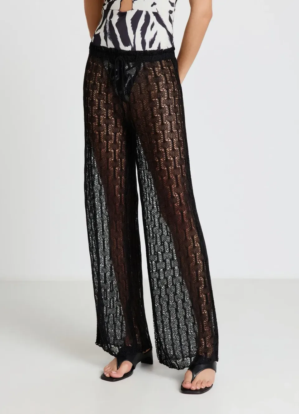 Calliope pantalon dentelle femme large à coulisse