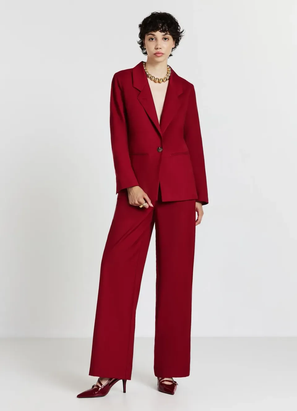 Calliope Blazer Femme Uni Col Montant 2 Boutons