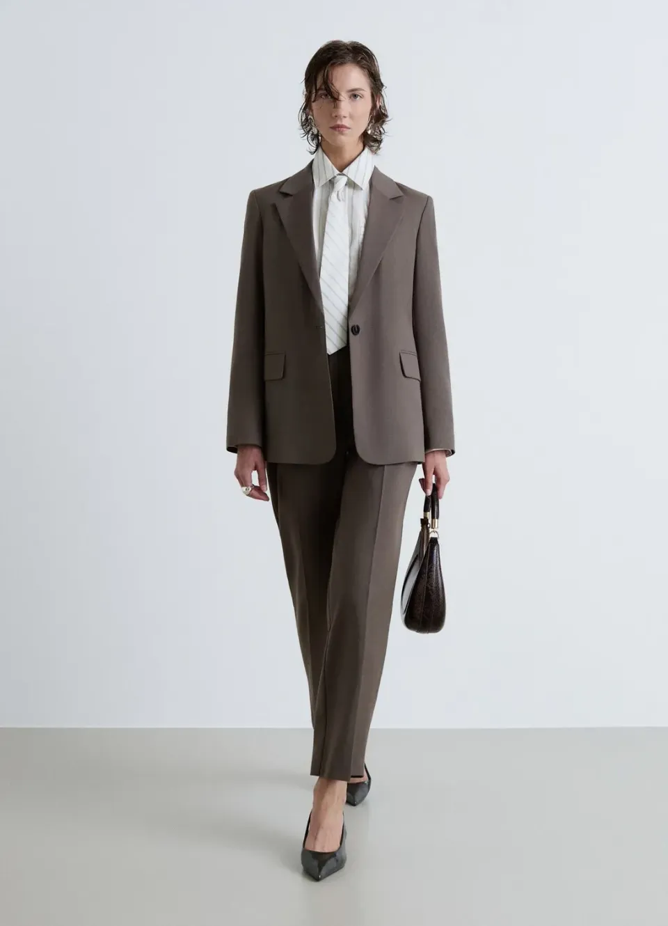 Calliope pantalon palazzo femme taille haute boucle uni