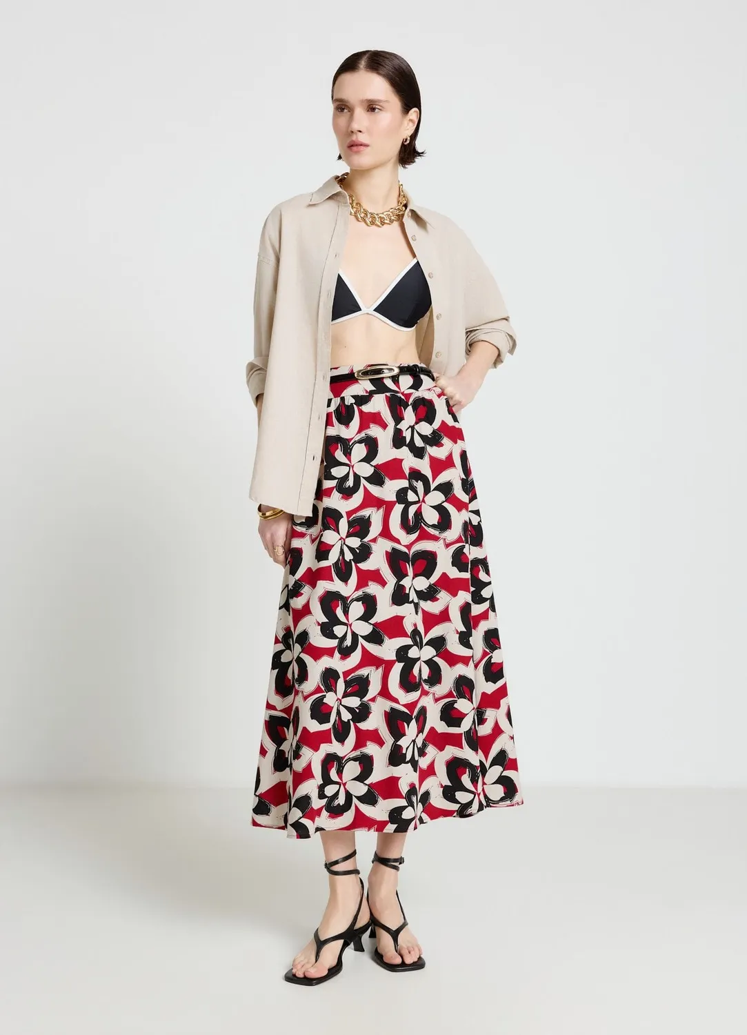 Calliope jupe midi évasée femme fleurs