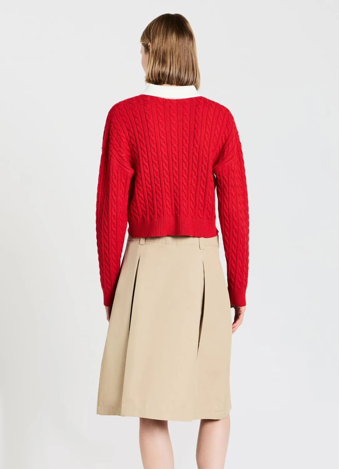 Calliope pull polo femme torsades bicolore court