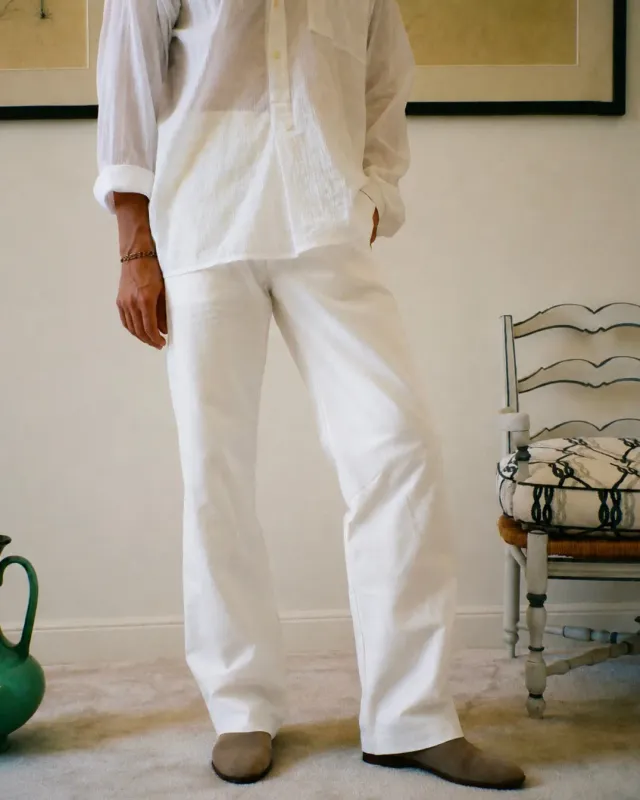 Erevan Capon Oxford pantalon blanc coton