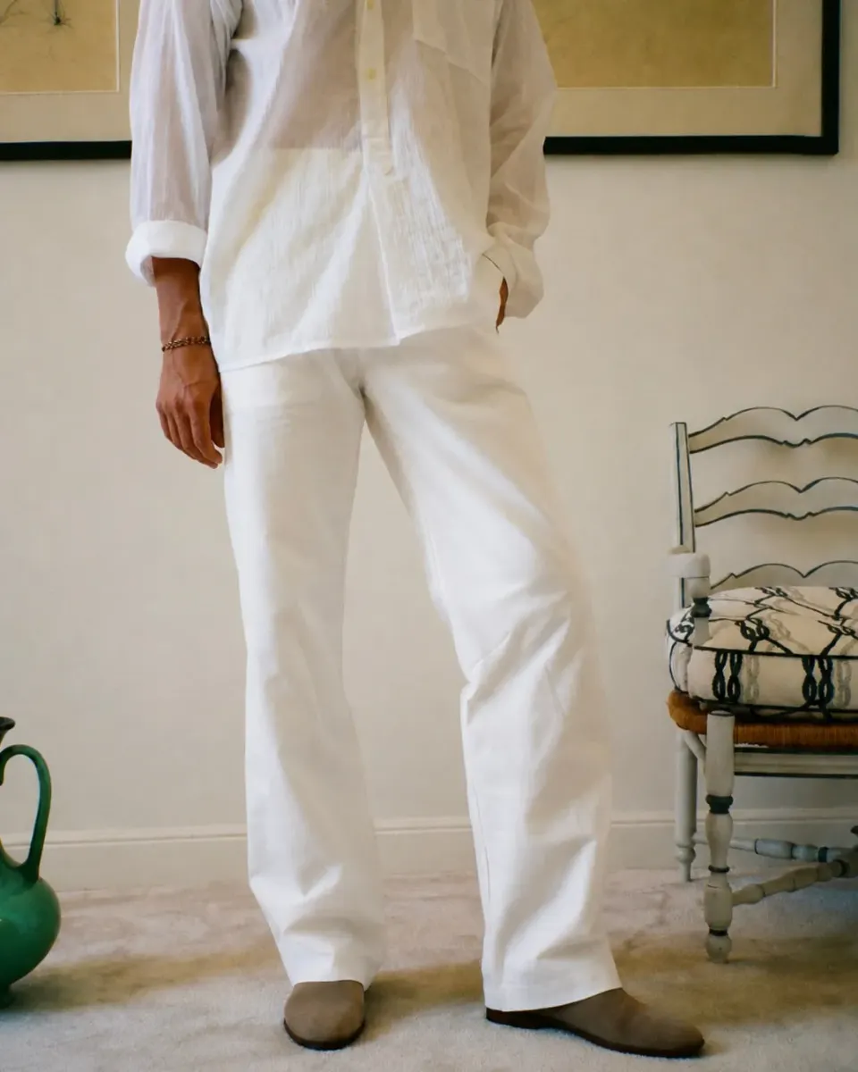 Erevan Capon Oxford pantalon blanc coton