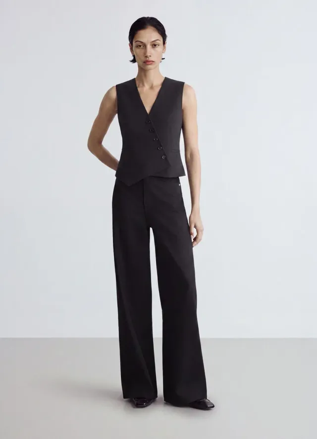 Calliope Gilet asymétrique femme 5 boutons tailleur