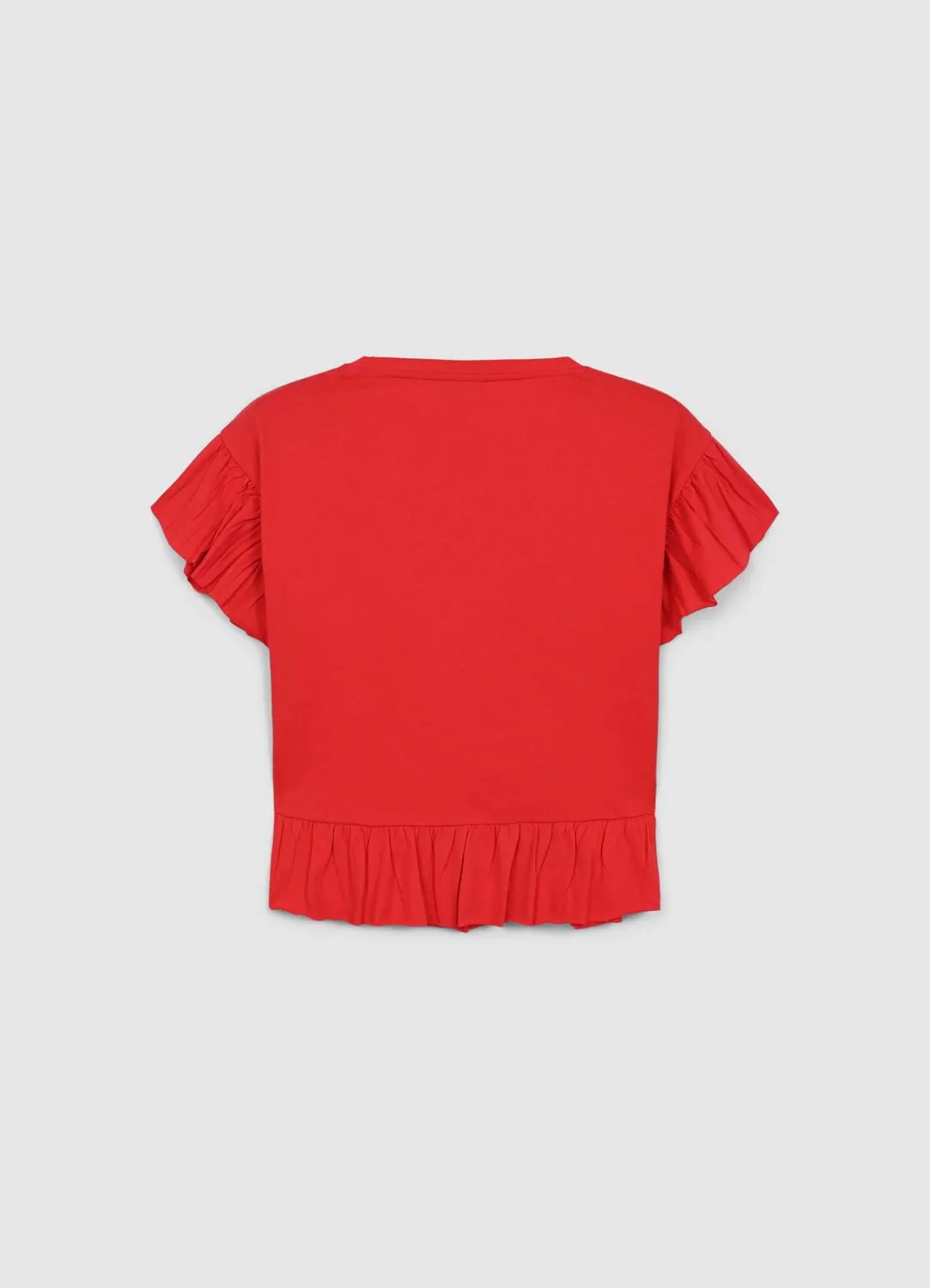Calliope t-shirt volants coton femme col rond uni