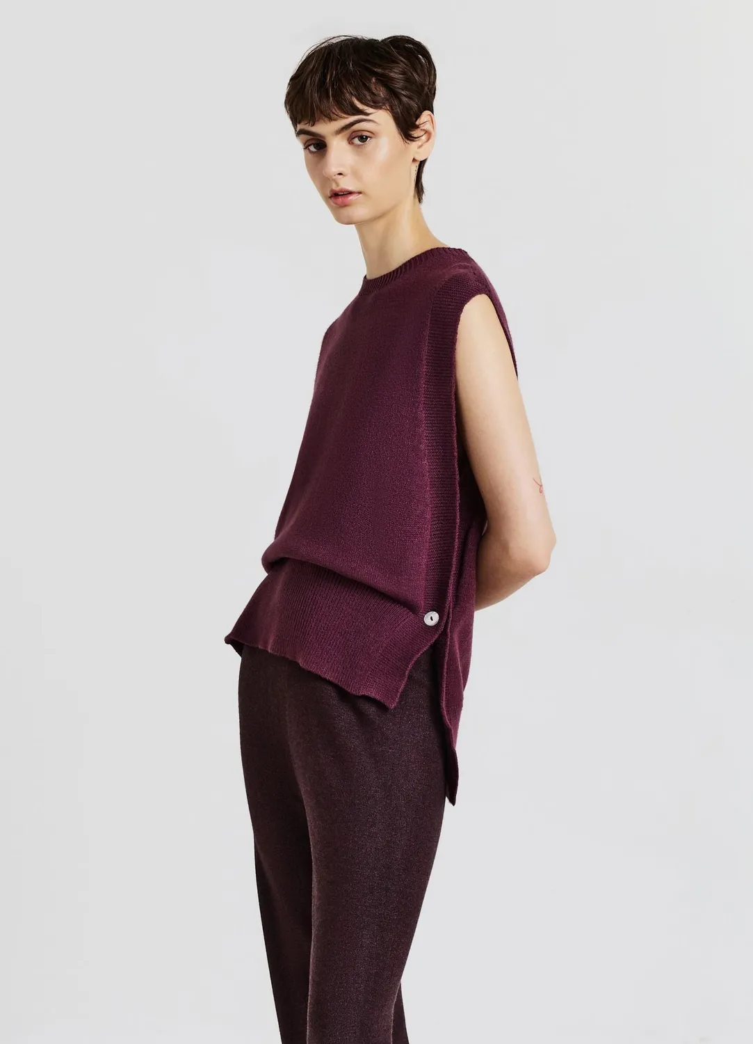 Calliope Gilet maille femme pull sans manches uni