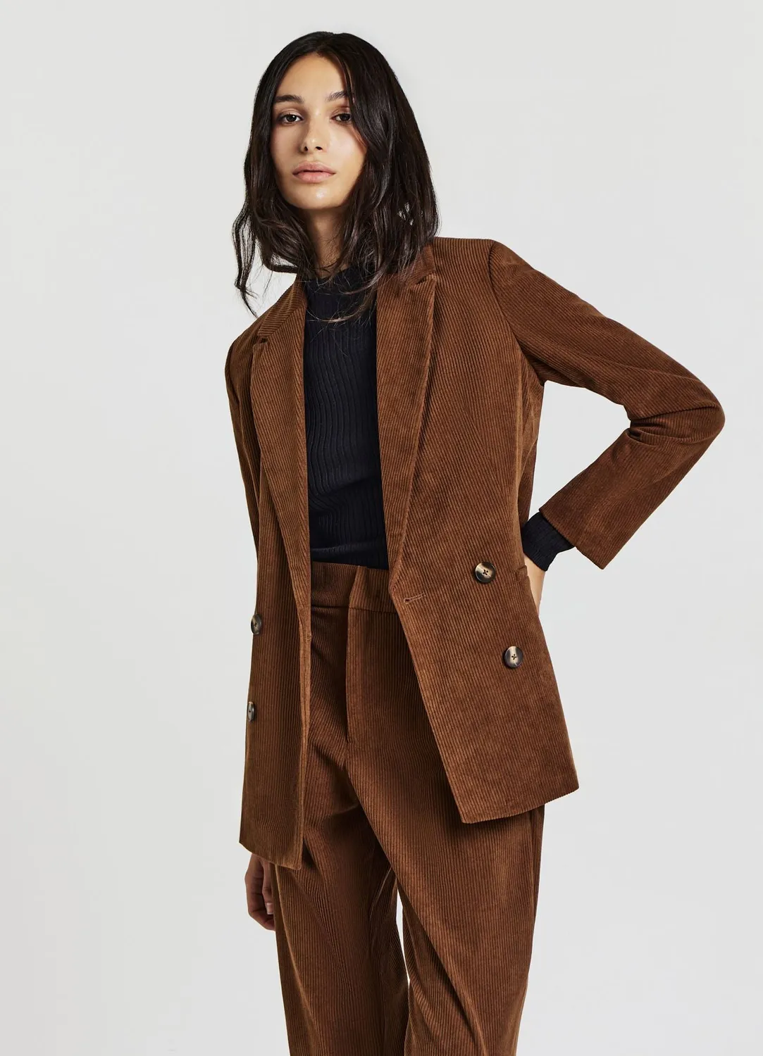 Calliope veste double boutonnage effet velours femme