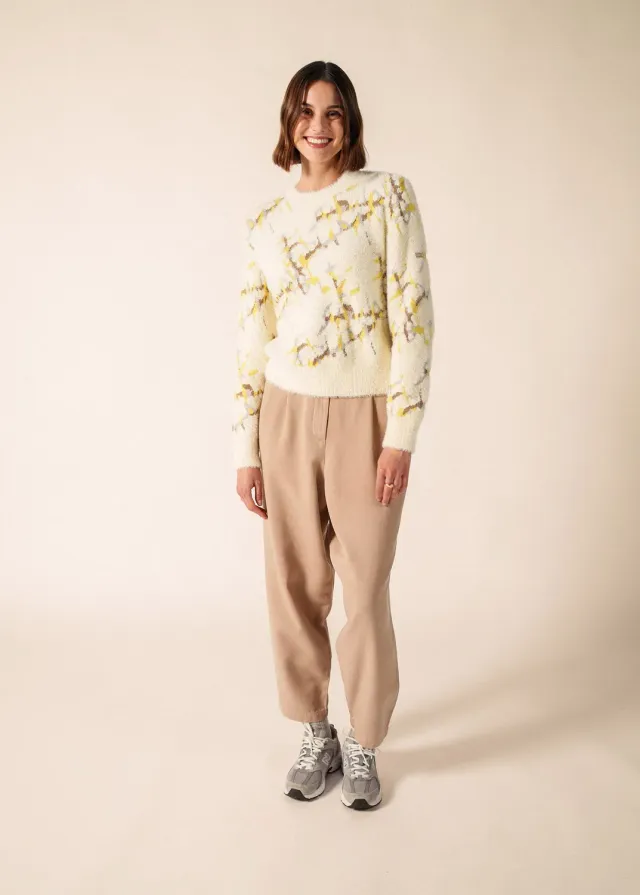 Saint James Leeds pull jacquard coton blanc hiver