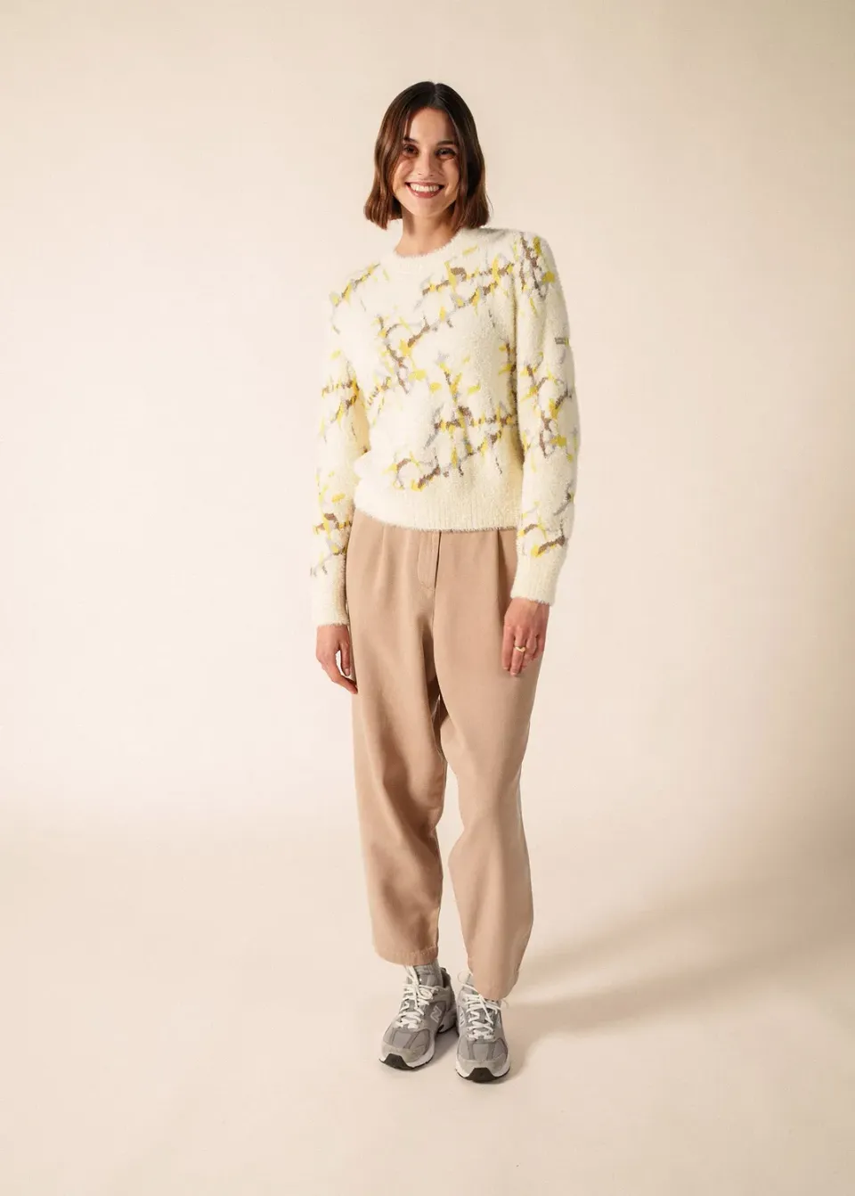 Saint James Leeds pull jacquard coton blanc hiver